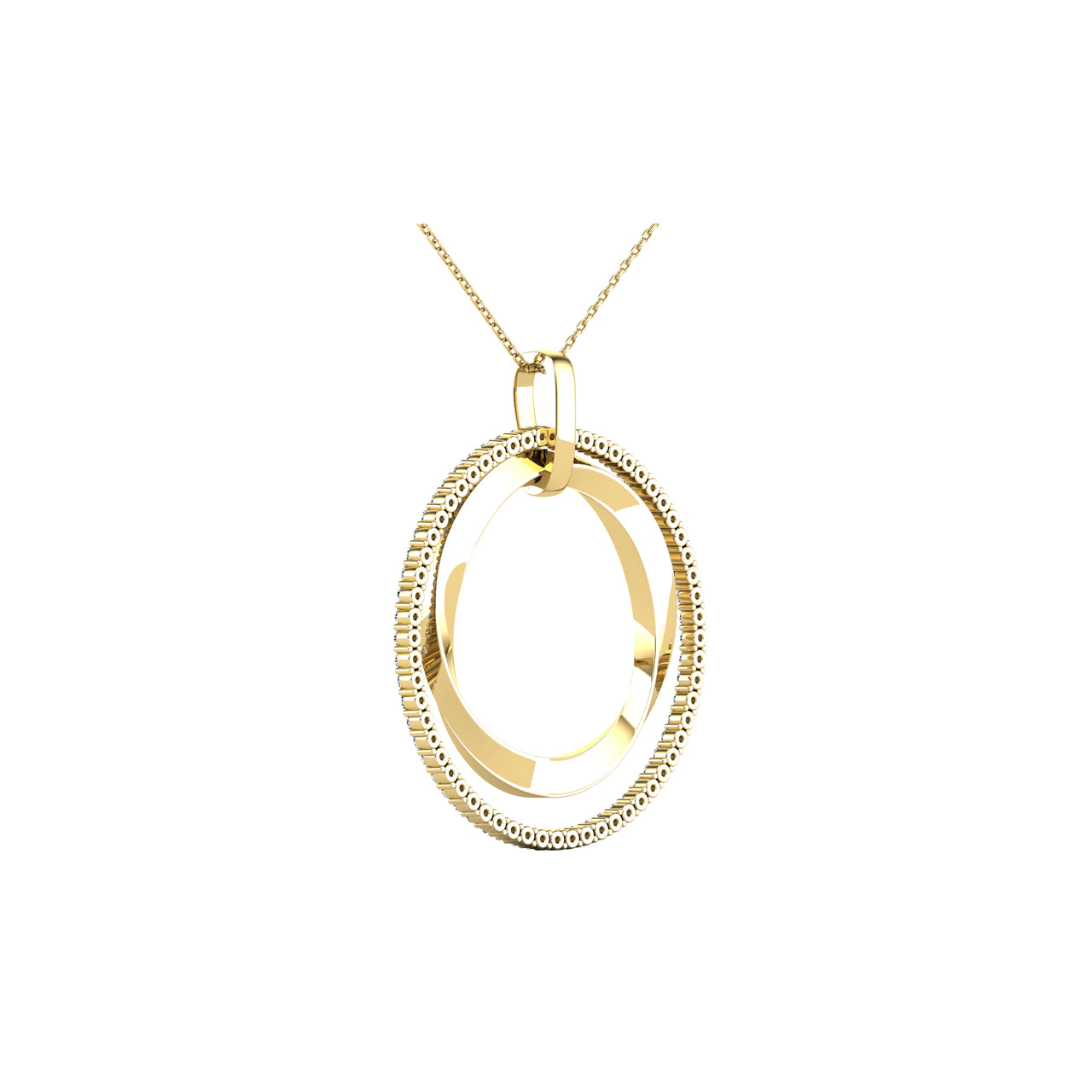 14K Yellow Gold 1/2 Ct.Tw. Diamond Double Frame Pendant