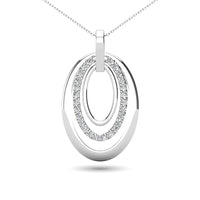 Thumbnail for 14K White Gold 1/5 Ct.Tw. Diamond Oval Frame Pendant