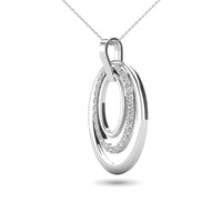 Thumbnail for 14K White Gold 1/5 Ct.Tw. Diamond Oval Frame Pendant