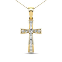 Thumbnail for 14K Yellow Gold 1/5 Ct.Tw. Diamond Cross Pendant