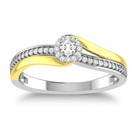 Thumbnail for 10K Two Tone 1/4 Ct.Tw. Diamond Twisted Ring