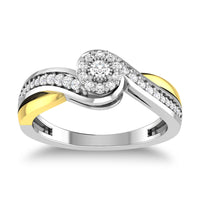 Thumbnail for 10K Two Tone 1/4 Ct.Tw. Diamond Twisted Ring