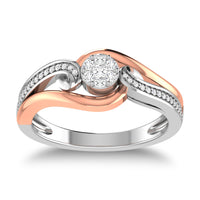 Thumbnail for 10K Two Tone 1/4 Ct.Tw. Diamond Twisted Ring
