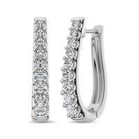 Thumbnail for 10K White Gold Diamond 1 Ct.Tw. Classic Hoop Earrings