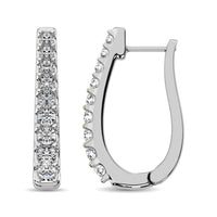 Thumbnail for 10K White Gold Diamond 1 Ct.Tw. Classic Hoop Earrings
