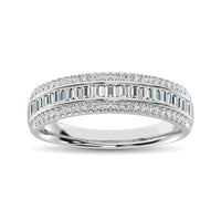 Thumbnail for 14K White Gold Round and Baguette Diamond 2/5 Ct.Tw. Anniversary Band