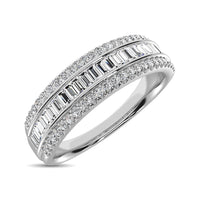 Thumbnail for 14K White Gold Round and Baguette Diamond 2/5 Ct.Tw. Anniversary Band