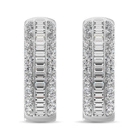 Thumbnail for 14K White Gold Round and Baguette Diamond 1/2 Ct.Tw. Hoop Earrings