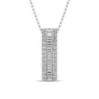 Thumbnail for 14K White Gold Round and Baguette Diamond 1/3 Ct.Tw. Drop Bar Pendant