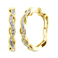 Thumbnail for 10K Yellow Gold Baguette Diamond 1/5 Ct.Tw. Hoop Earrings