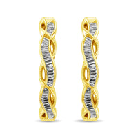 Thumbnail for 10K Yellow Gold Baguette Diamond 1/5 Ct.Tw. Hoop Earrings