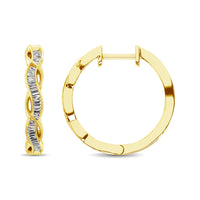 Thumbnail for 10K Yellow Gold Baguette Diamond 1/5 Ct.Tw. Hoop Earrings