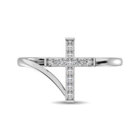 Thumbnail for 10K White Gold Diamond 1/8 Ct.Tw. Cross Ring