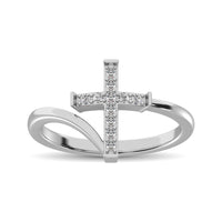 Thumbnail for 10K White Gold Diamond 1/8 Ct.Tw. Cross Ring