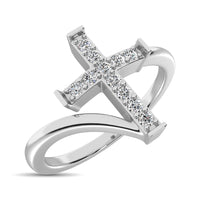 Thumbnail for 10K White Gold Diamond 1/8 Ct.Tw. Cross Ring