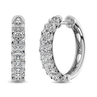 Thumbnail for 10K White Gold Diamond 1 Ct.Tw. Hoop Earrings