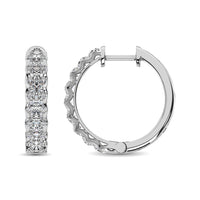 Thumbnail for 10K White Gold Diamond 1 Ct.Tw. Hoop Earrings