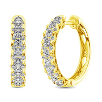 Thumbnail for 10K Yellow Gold Diamond 1 Ct.Tw. Hoop Earrings