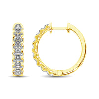 Thumbnail for 10K Yellow Gold Diamond 1 Ct.Tw. Hoop Earrings