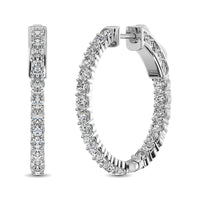 Thumbnail for 10K White Gold Diamond 1 Ct.Tw. In and Out Hoop Earrings
