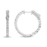Thumbnail for 10K White Gold Diamond 1 Ct.Tw. In and Out Hoop Earrings