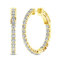 Thumbnail for 10K Yellow Gold Diamond 2 Ct.Tw. In and Out Hoop Earrings
