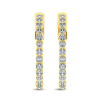 Thumbnail for 10K Yellow Gold Diamond 2 Ct.Tw. In and Out Hoop Earrings
