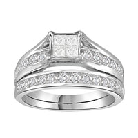 Thumbnail for LADIES BRIDAL RING SET 1 1/2 CT ROUND/PRINCESS DIAMOND 14K WHITE GOLD