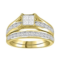 Thumbnail for LADIES BRIDAL RING SET 1 1/2 CT ROUND/PRINCESS DIAMOND 14K YELLOW GOLD