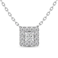 Thumbnail for Diamond 1/4 ct tw Round and Princess Halo Pendant  in 14K White Gold
