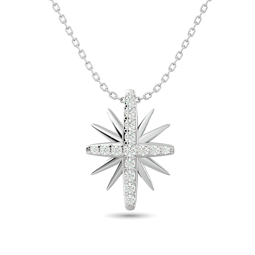 10KT WHITE GOLD 1/8CT TW DIAMOND PENDANT