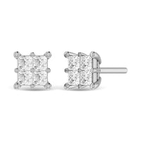 Thumbnail for Diamond 1/4 Ct.Tw. Princess Cut Fashion Earrings in 14K White Gold