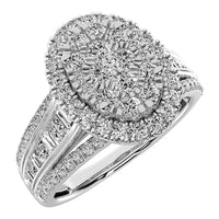 Thumbnail for 14K White Gold 1 Ct.Tw. Diamond Round and Baguette Engagement Ring