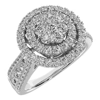 Thumbnail for 14K White Gold 1 Ct.Tw. Diamond Flower Cluster Engagement Ring