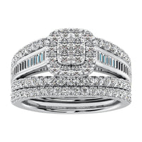 Thumbnail for 10K White Gold 1 1/2 Ct.Tw. Diamond Round and Baguette Bridal Ring