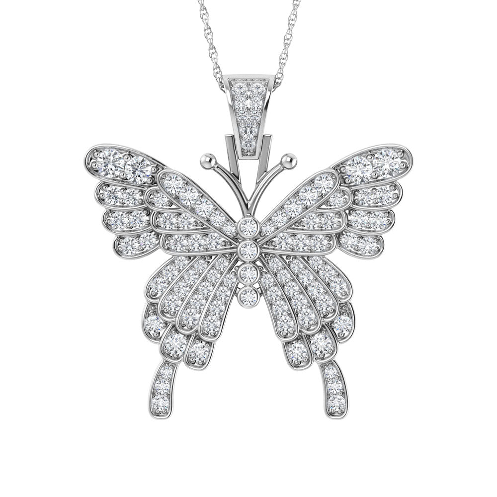 Diamond  1 3/8 Ct.Tw. Butterfly Pendant in 10K White Gold