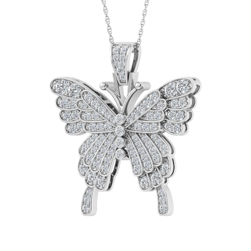 Diamond  1 3/8 Ct.Tw. Butterfly Pendant in 10K White Gold