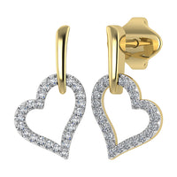 Thumbnail for 10K Yellow Gold 1/5 Ct.Tw. Diamond Heart Earrings