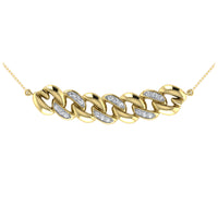 Thumbnail for 10K Yellow Gold 1/20 Ct.Tw. Diamond Cuban Style Necklace