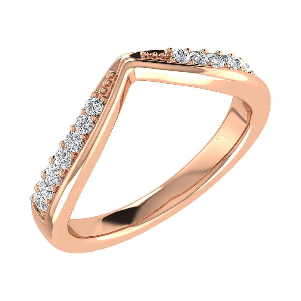 14K Rose Gold 1/10 Ct.Tw. Diamond Chevron Band