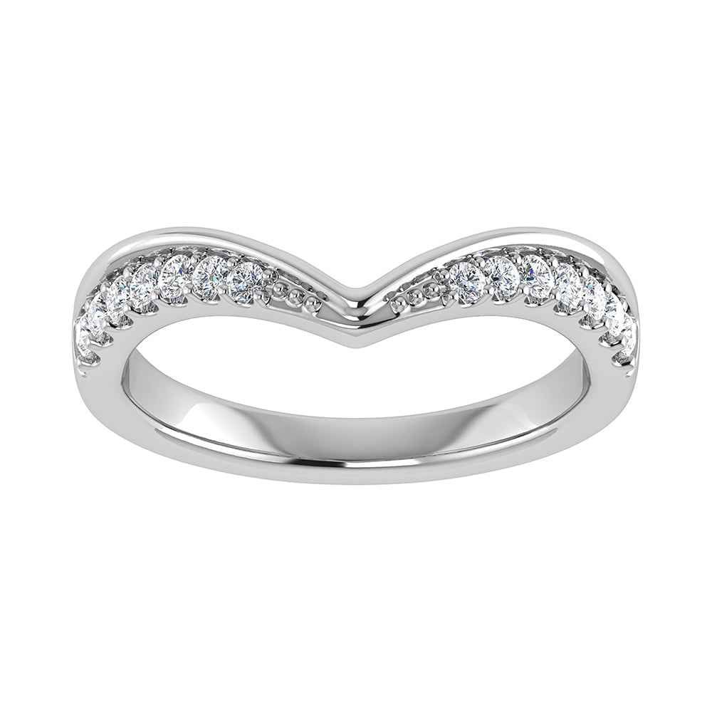 14K White Gold 1/10 Ct.Tw. Diamond Chevron Band