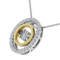 Thumbnail for 10K Two Tone 1/5 Ct Ct.Tw. Diamond Oval Shape Shimmering Pendant
