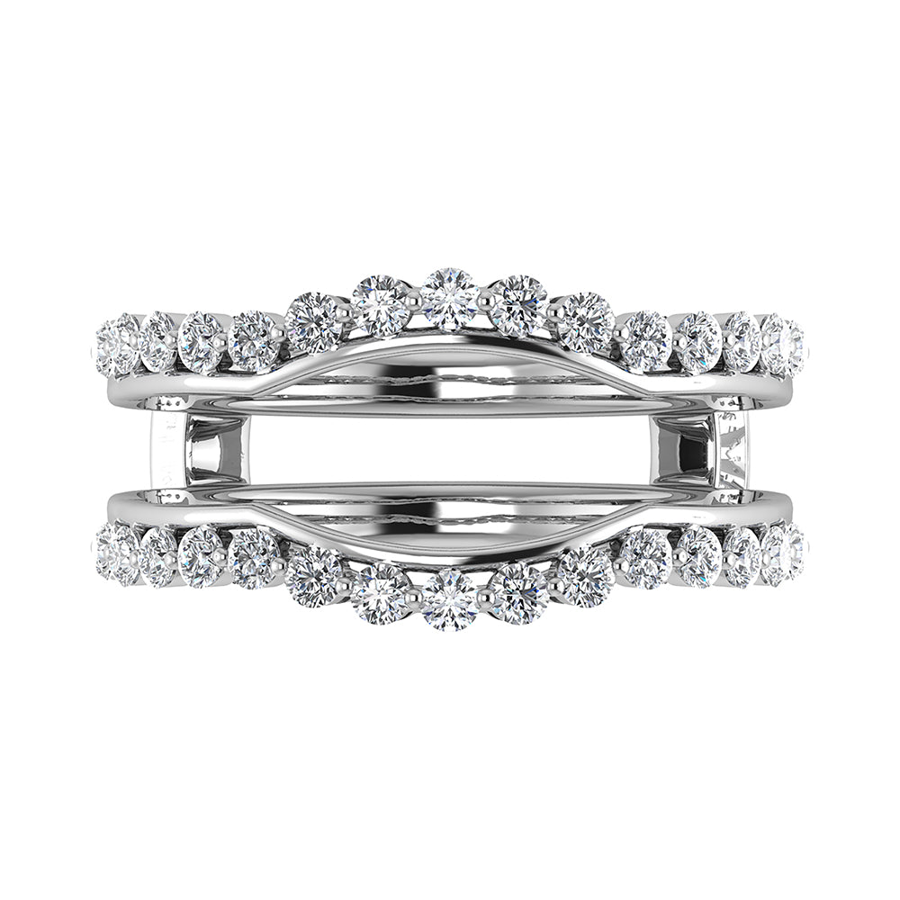 14K White Gold 1/2 Ct.Tw. Diamond Chevron Guard Ring