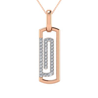 Thumbnail for 10K Pink Gold 1/6 Ct.Tw. Round Diamond Paper Clip Pendant