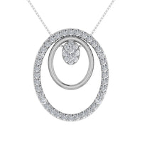 Thumbnail for 14K White Gold 1/2 Ct.Tw. Round Diamond Double Oval Shape Pendant