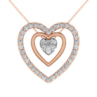 Thumbnail for 10K Rose Gold 1/2 Ct.Tw. Diamond Double Heart Pendant