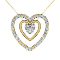 Thumbnail for 10K Yellow Gold 1/2 Ct.Tw. Diamond Double Heart Pendant