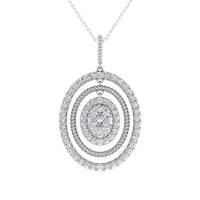 Thumbnail for 14K White Gold 1 Ct.Tw. Round Diamond Oval Shape Pendant