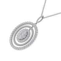Thumbnail for 14K White Gold 1 Ct.Tw. Round Diamond Oval Shape Pendant