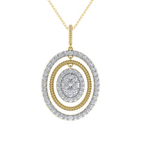 Thumbnail for 14K Yellow Gold 1 Ct.Tw. Round Diamond Oval Shape Pendant